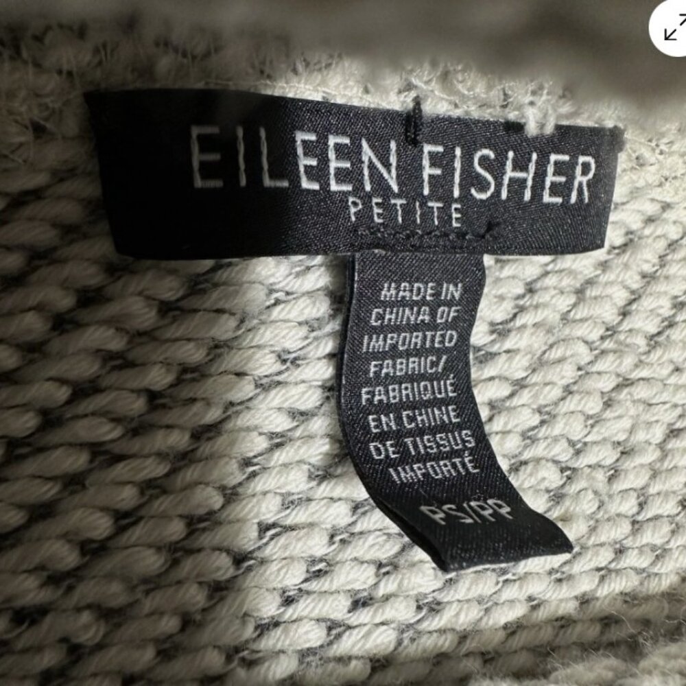 Eileen Fisher 100% Organic Cotton Pullover Sweater Women’s PL Gray Cowl Neck - Picture 5 of 7